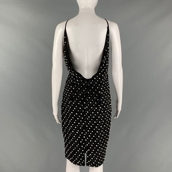RETROFETE Size S Black Polyester Beaded Shift Dress - Picture 5 of 10